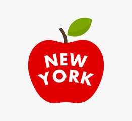 The big apple, New York City symbol. Red apple icon. Vector illustration.