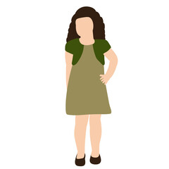 vector, on a white background, in a flat style little girl, no face