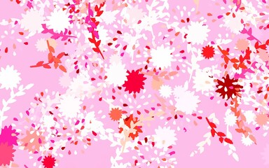 Light Pink, Red vector doodle pattern with flowers