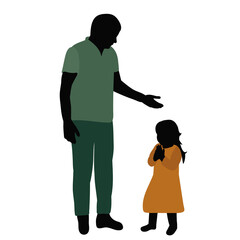 vector, on a white background, silhouette in colored clothes man and child