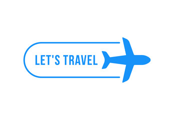 Fototapeta premium blue plane like simple lets travel icon