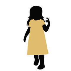 vector, isolated, silhouette in colored clothes child little girl