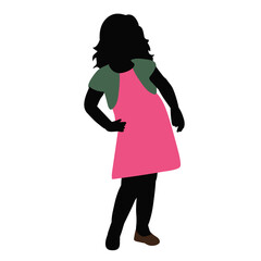 vector, isolated, silhouette in colored clothes child little girl