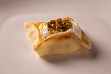 Arab sfihas open on a white background. 