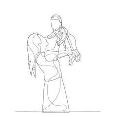  line drawing portrait of mother and baby