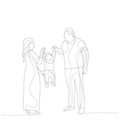vector, on a white background, family line drawing, sketch