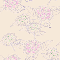 seamless floral background.hydrangea drawing.