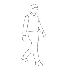 white background, outline sketch man walking