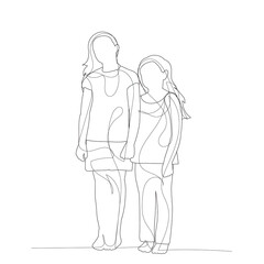 vector, isolated, on a white background, outline sketch dad and baby