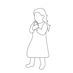 white background, outline sketch child