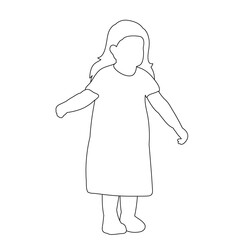 white background, outline sketch child