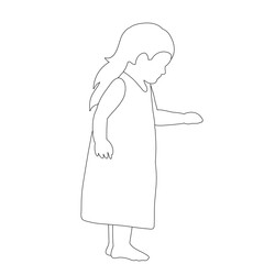 white background, outline sketch child