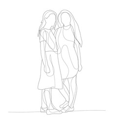 white background, line drawing of a girl