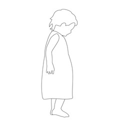 white background, outline sketch child, icon, little girl