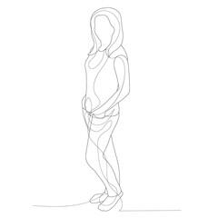 Fototapeta premium line drawing of a child girl