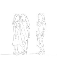 white background, line drawing of a girl