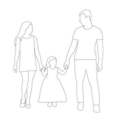 vector, isolated, on a white background, outline sketch parents and child