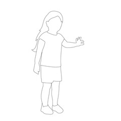 isolated, on a white background, outline sketch child, icon, girl