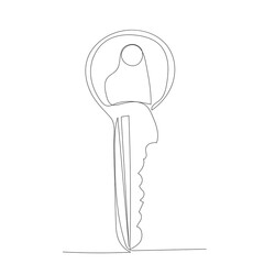 vector, on a white background, continuous line drawing of a key, sketch