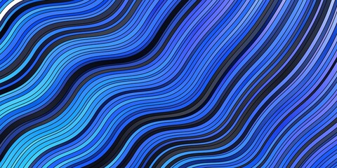 Dark BLUE vector template with curves. Abstract illustration with bandy gradient lines. Pattern for websites, landing pages.