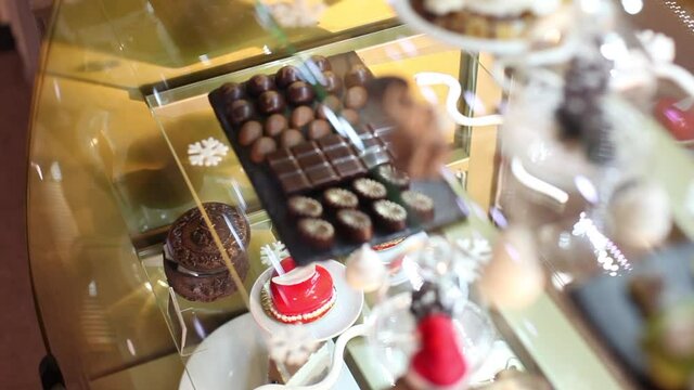 Sweets shop. Confectionery showcase. 
