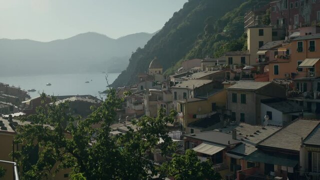 Cinqueterrra establishing shot wide city, locked, shot on Nikon Z6 with 14-30mm lens and Atoms Ninja V (10bit)