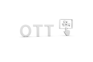 OTT concept white background 3d render illustration