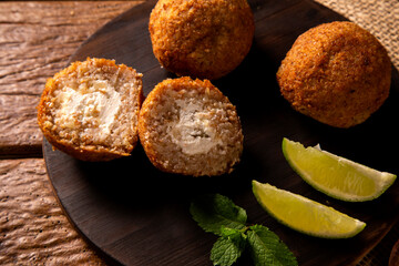 Potato Kibbeh - Middle Eastern minced dry curd wheat fried snack made with potato. Also popular party dish in Brazil (kibe)