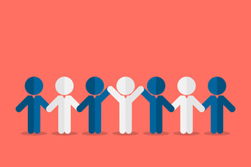 Teamwork, people together to success holding each team hands. Concept business teamwork vector illustration	