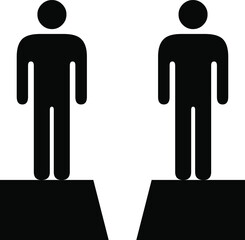 People icons: Gap between two individuals / experts / professionals.