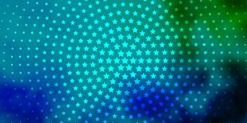 Light Blue, Green vector template with neon stars. Colorful illustration in abstract style with gradient stars. Theme for cell phones.