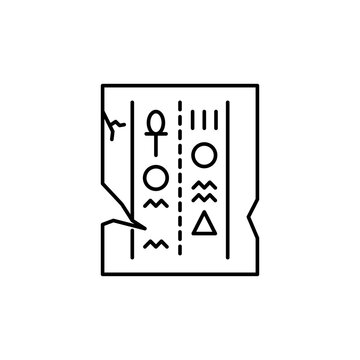 recommend clip art: papyrus, hieroglyphs icon. Simple line, outline vector elements of archeology for ui and ux, website or mobile application