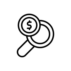 magnifier dollar coin icon. Simple line, outline vector elements of bankruptcy icons for ui and ux, website or mobile application