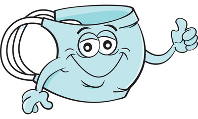 Cartoon illustration of a medical mask smiling and giving thumbs up.