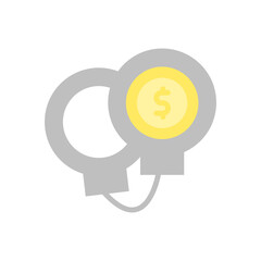 handcuffs dollar coin icon. Simple color vector elements of bankruptcy icons for ui and ux, website or mobile application