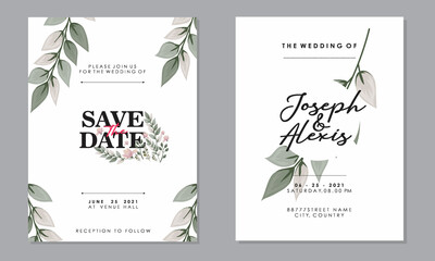 Fototapeta na wymiar wedding invitation card templates with text, vector decorative greeting cards or invitation design backgrounds 