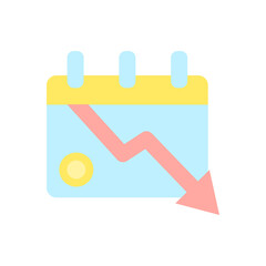 calendar arrow down coin icon. Simple color vector elements of bankruptcy icons for ui and ux, website or mobile application