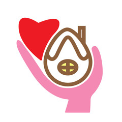 Stay at home on the arm of the house and heart vector image