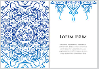 Ethnic Mandala ornament. Colorful ornamental ethnic banner set. Templates with doodle tribal mandalas. Vector illustration for congratulation or invitation.