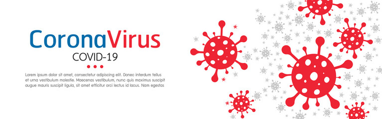 Coronavirus cell icon in flat style. Covid-19 with inscription typography design vector illustration.
