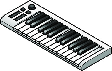 A music keyboard MIDI controller with 25 keys. In white.