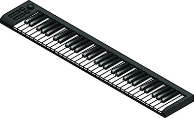 A music keyboard MIDI controller with 61 keys. In black.