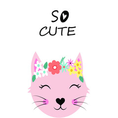 cute cat illustration vector card 