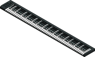 A music keyboard MIDI controller with 88 keys. In black.