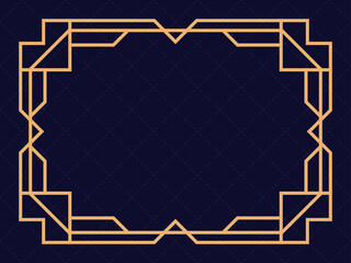 Art deco frame. Vintage linear border. Design a template for invitations, leaflets and greeting cards. The style of the 1920s and 1930s. Vector illustration
