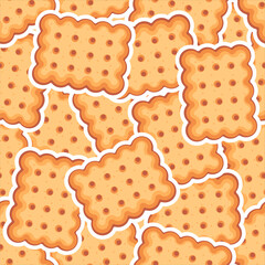 Cookie snack cracker pattern seamless. Food vector background. Baby fabric texture