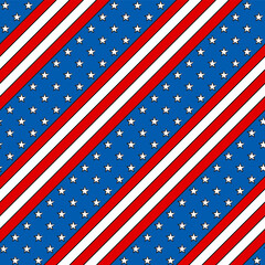 Seamless pattern for USA Independence Day. Background of flag for July 4th in the national colors of the United States of America. Vector illustration for a festive decoration.