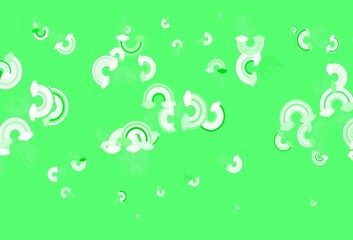 Light Green vector background with rainbow symbols.