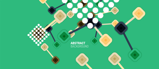Abstract square dot connections, flat style multicolored geometric background for Wallpaper, Banner, Background, Card, Book Illustration, landing page or poster design