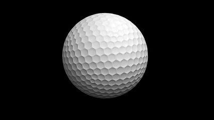 white-colored 3d illustration of a golf ball on isolated on black.